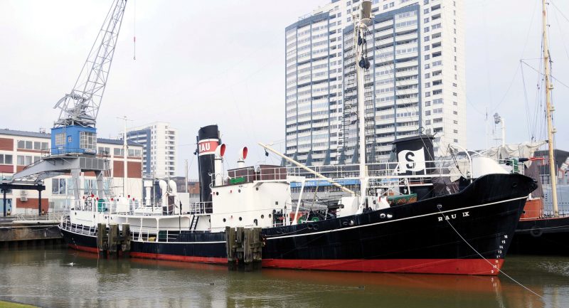 One of the preserved ships at the excellent maritime museum is the whale-catcher Rau IX. She was built in 1939 by local shipyard Deschimag-Seebeck.