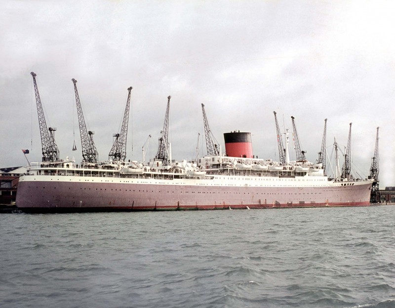 At 4pm prompt every Thursday a Union-Castle liner would leave Southampton for South Africa. Above is the 28,705grt Edinburgh Castle which was built in 1948 by Harland & Wolff at Belfast. On 4th June 1976 she arrived at Kaohsiung to be broken up by Chou’s Iron & Steel.