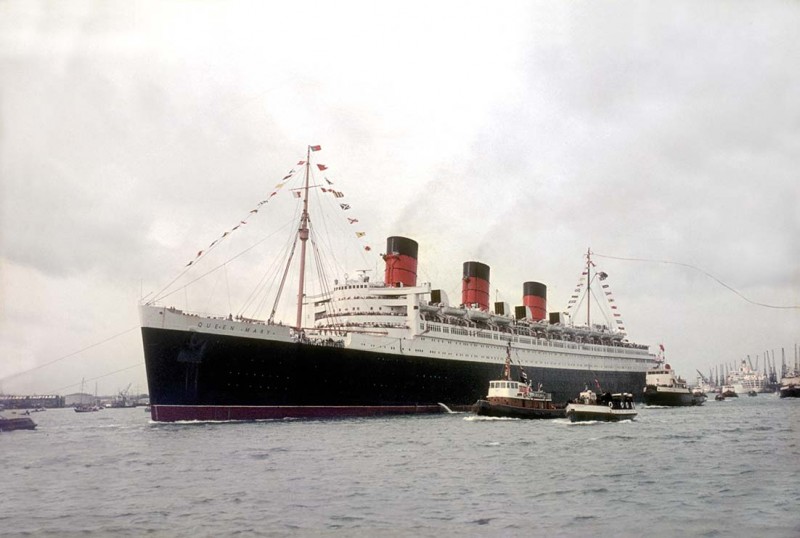 The end of an era. On 31st October 1967 the 81,235grt Queen Mary left Southampton for the last time heading for Long Beach, California where she is today. She was completed in 1936 by John Brown at Clydebank having been launched in December 1930.