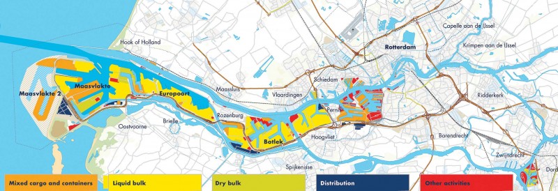 The layout of the Port of Rotterdam as it is today.