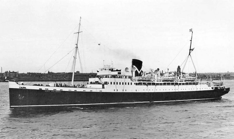 The 2,254grt Lady Killarney was built in 1912 by Harland & Wolff at Belfast as the Patriotic for the Belfast SS Co. In 1930 she moved to B&I Steam Packet Co. as Lady Leinster, becoming Lady Connaught in 1938. She moved to parent company Coast Lines as Lady Killarney in 1947. On 17th December 1956 she arrived at Port Glasgow to be broken up by Smith & Houston.