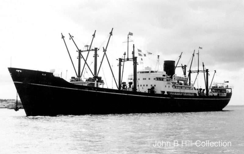 The 5,904grt Chefoo was built in 1958 by Taikoo at Hong Kong for the China Navigation Co. Ltd.