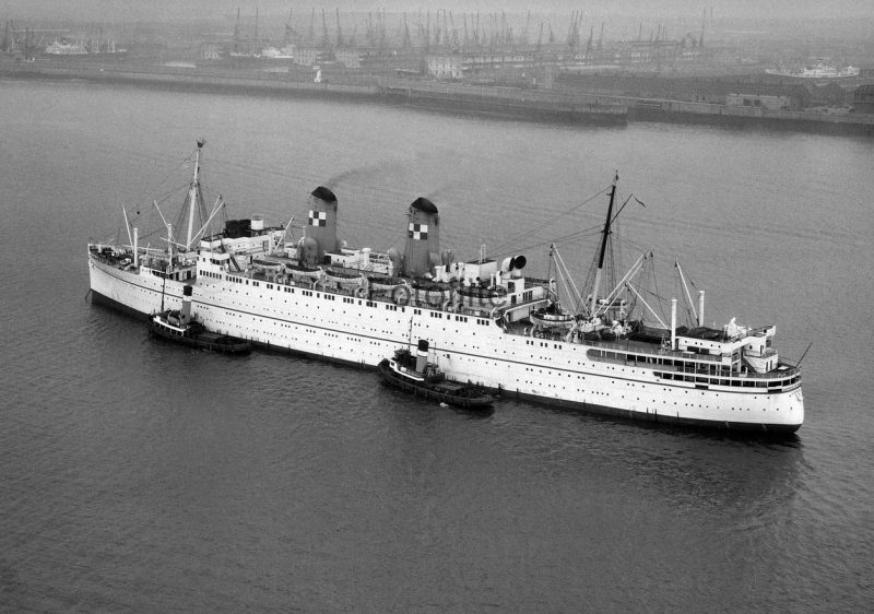 The Empress of France after being given her new funnels in 1958.