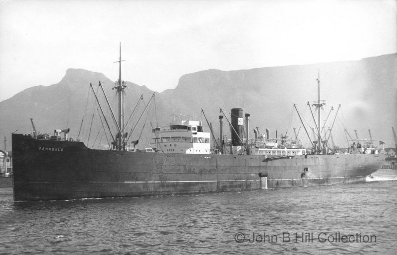 The 4,302grt Ferndale was built in 1925 by Deutsche Werft at Finkenwarder. During WWII, Ferndale was taken by the Germans and used as a transport. On December 15th, 1944, while heading a convoy, she ran aground on Seglsteinen reef. The tug Parat came to assist Ferndale on the 16th, but both ships were bombed and sunk by British Mosquitos.