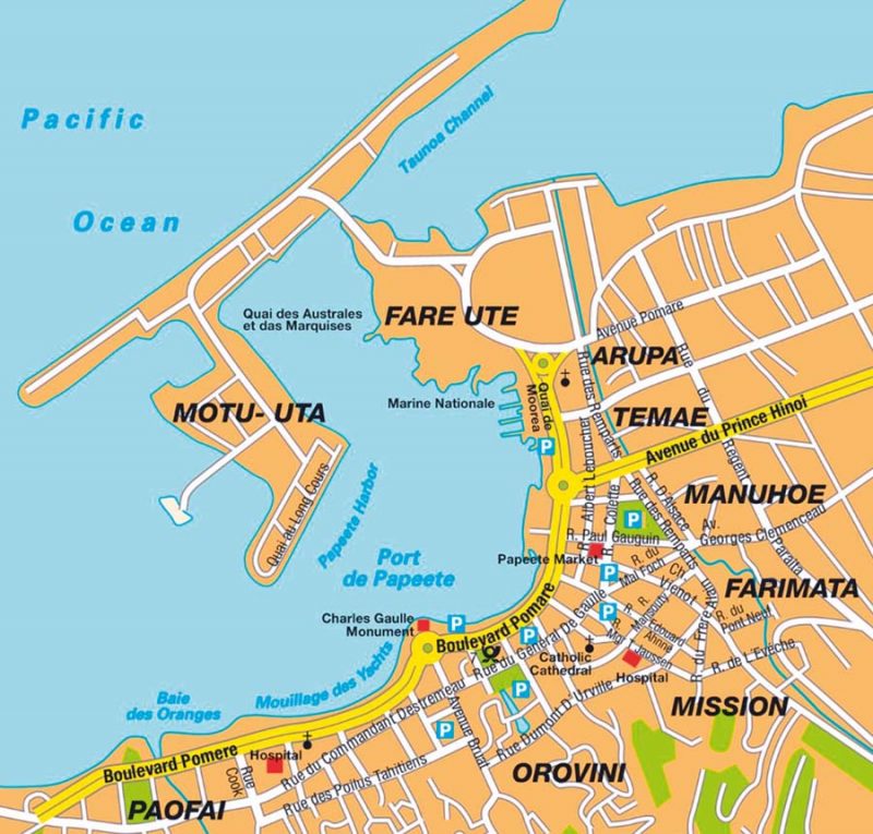 papeete cruise port map